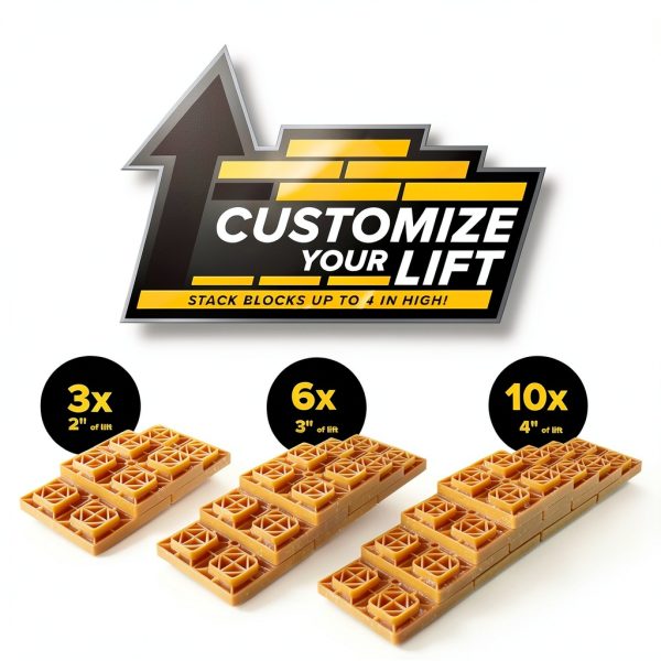Camco Yellow RV Leveling Blocks 8.5x8.5 Interlocking Kit Model 21022-4