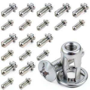 20 Pcs Aluminium Hollow Door Anchor Set M6 M4 Metal Cavity Fixing Hollow Wall Anchors for 0-5mm Doors 2 Sizes Extra Short Fixing Anchors for Steel Pipe Iron Sheet Plastic Sheet-0