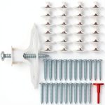 25 Sets Drywall Anchor Kit, Plastic Self Drilling Expansion Hollow Wall Anchors with Screws and Key for Drywall Ceiling Gypsum Plasterboard-0