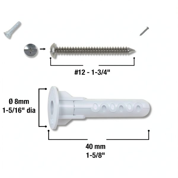 TOGGLER Alligator AF8 Flanged Anchor with Screws, Polypropylene, Made in US, for #8 to #14 Fastener Sizes (Pack of 20)-1