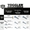 TOGGLER SNAPTOGGLE Heavy-Duty Drywall Toggle Bolt – 3/16"-24 UNC Zinc-Plated Anchor for Hollow Walls, Plaster & Tile – Holds 238 lbs in 1/2" Drywall, Easy Install – 2 Pack (Bolts Included)-4