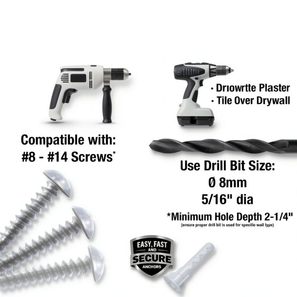TOGGLER Alligator AF8 Flanged Anchor with Screws, Polypropylene, Made in US, for #8 to #14 Fastener Sizes (Pack of 20)-2