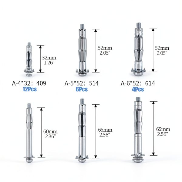 Heavy Duty Molly Bolt Anchor Kit by Glarks 6 Sizes Zinc Plated Steel-1