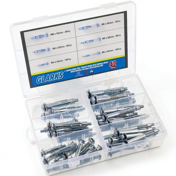 Heavy Duty Molly Bolt Anchor Kit by Glarks 6 Sizes Zinc Plated Steel-3
